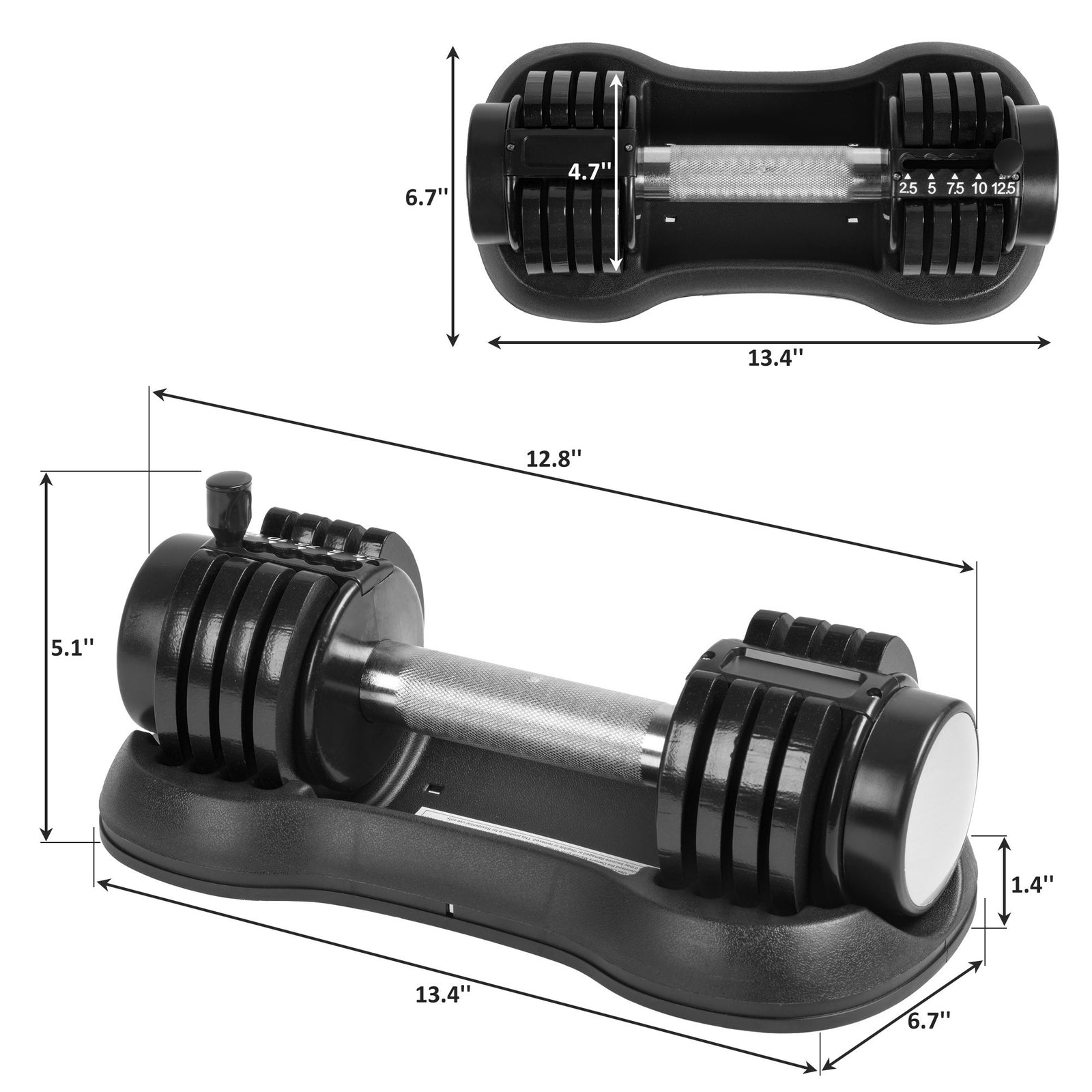 Adjustable Dumbbell with Weight Plate Pair of 12.5 Lbs