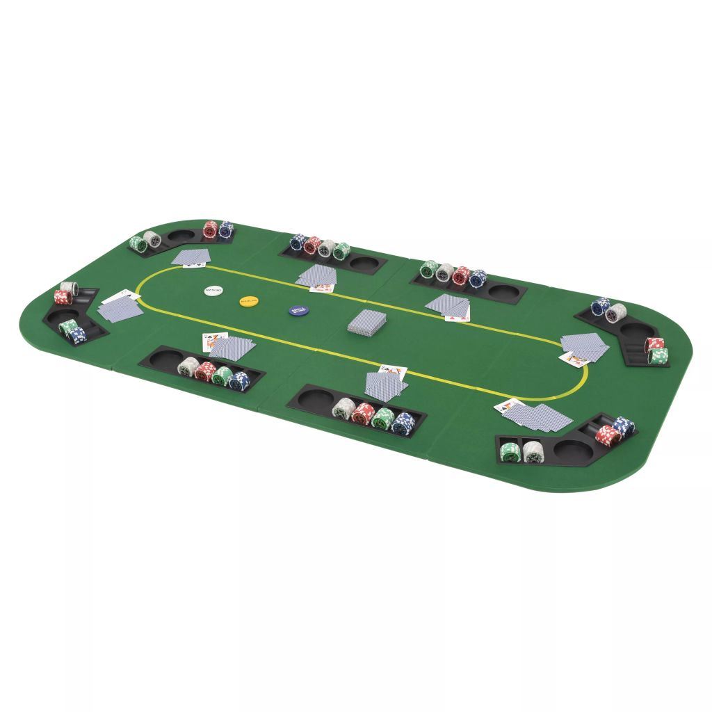 Green 8-Player Folding Poker Tabletop 4 Fold Rectangular