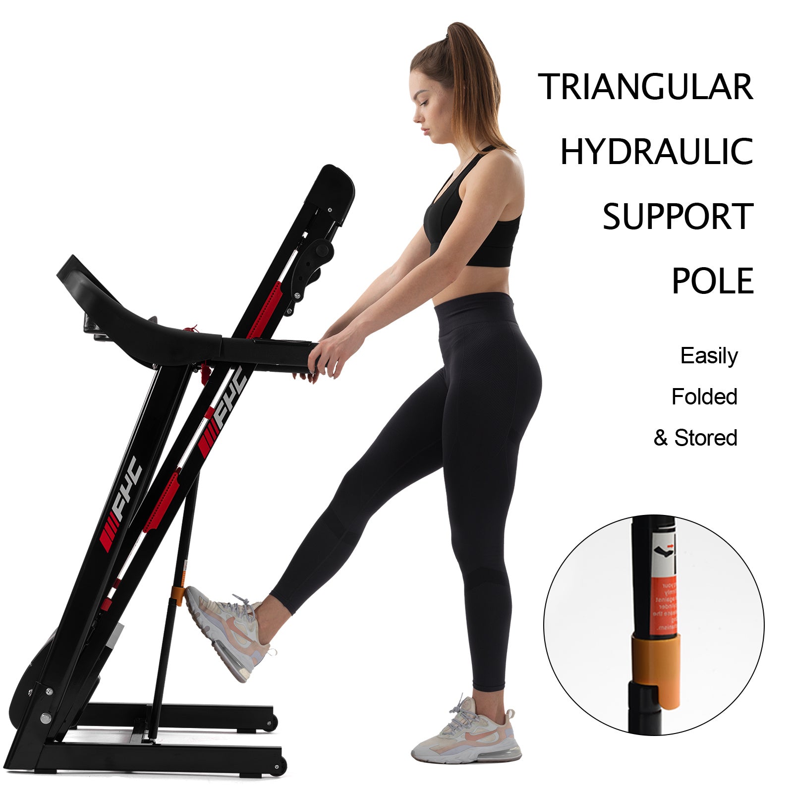 Black 3.5HP FYC Folding Electric Treadmill with Incline