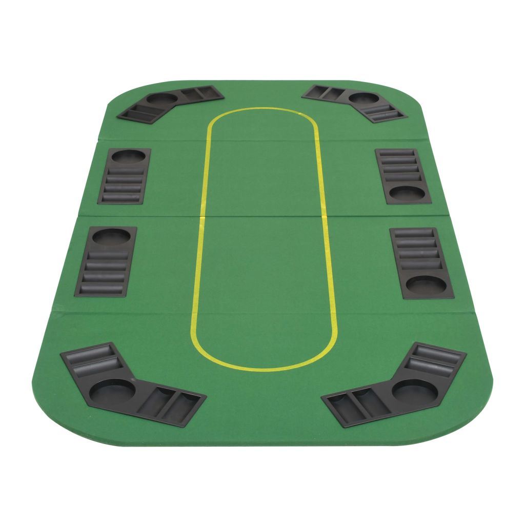 Green 8-Player Folding Poker Tabletop 4 Fold Rectangular
